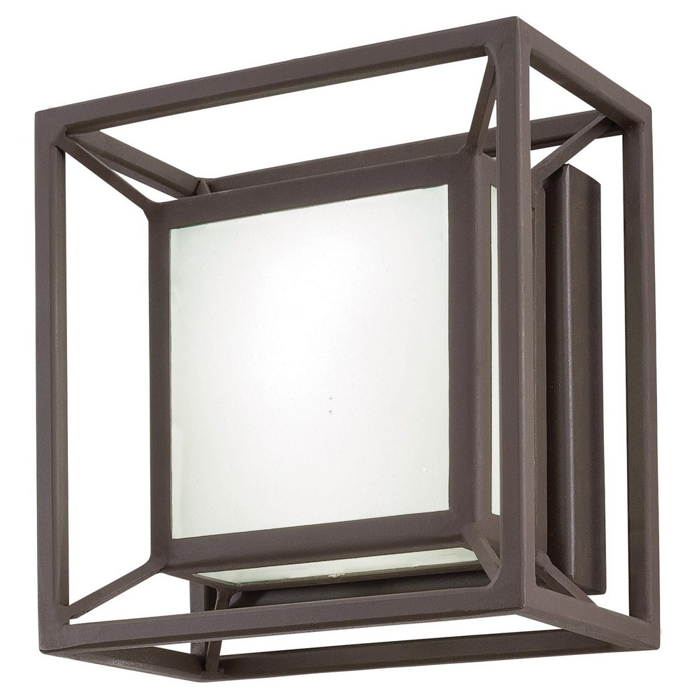 George Kovacs Lighting-P1202-287-L-Outline-8W 1 LED Outdoor Pocket Lantern in Contemporary Style-6.5 Inches Wide by 6.5 Inches Tall   Sand Bronze Finish with Clear Glass