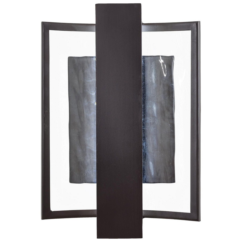 George Kovacs Lighting-P1206-615B-L-Sidelight-15W 1 LED Outdoor Wall Sconce in Contemporary Style-7 Inches Wide by 10 Inches Tall   Dorian Bronze Finish with Clear Water Glass