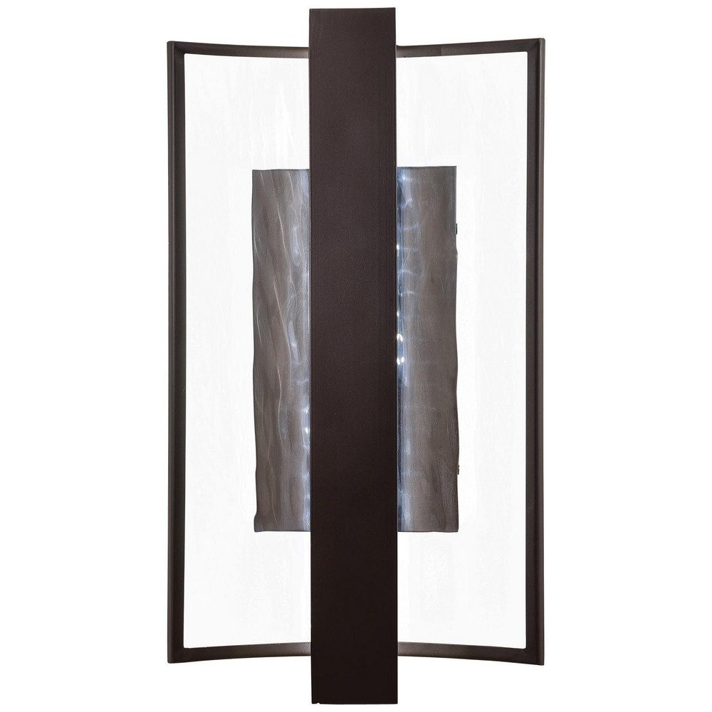 George Kovacs Lighting-P1207-615B-L-Sidelight-38W 1 LED Outdoor Wall Sconce in Contemporary Style-9 Inches Wide by 15.25 Inches Tall   Dorian Bronze Finish with Clear Water Glass