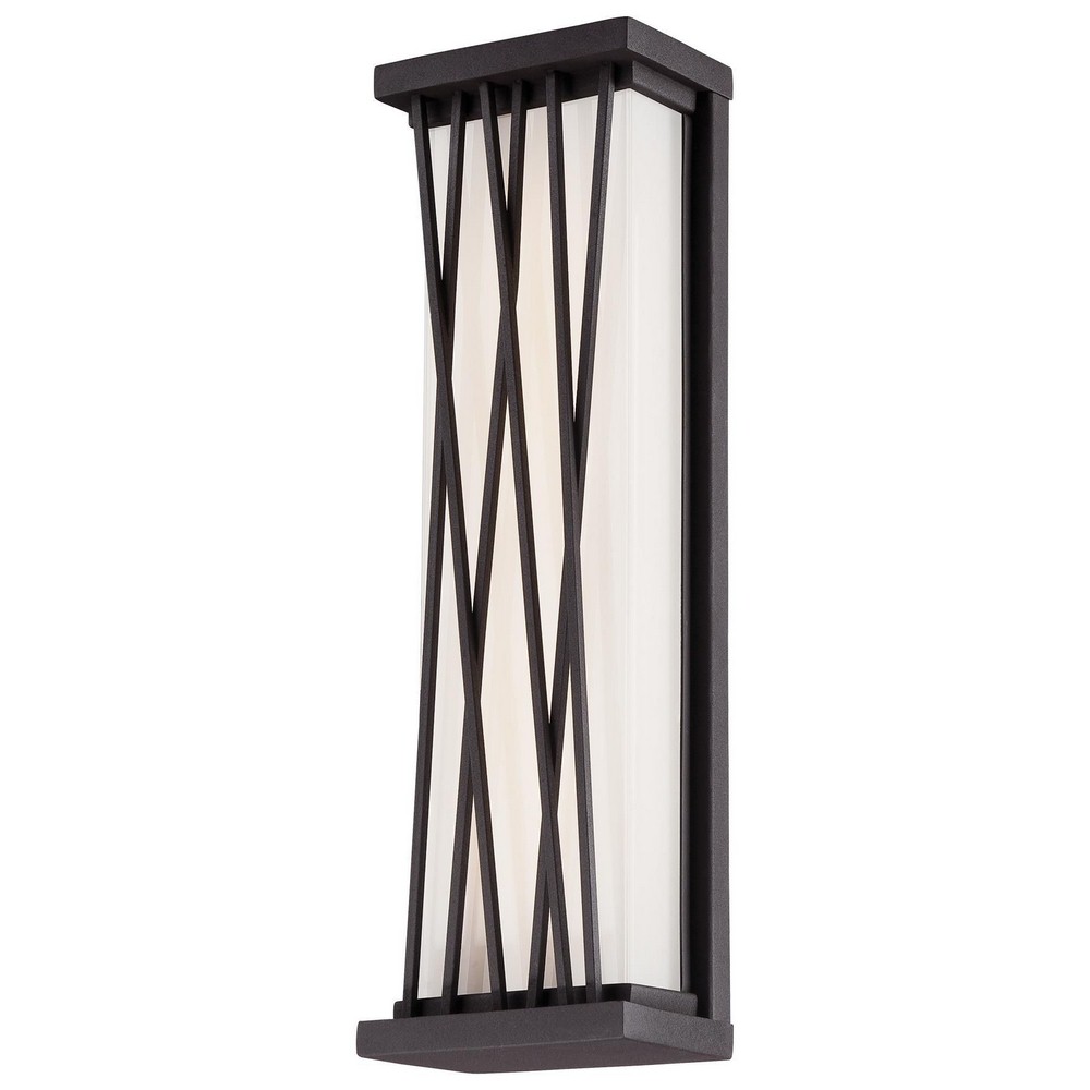 George Kovacs Lighting-P1209-615C-L-Hedge-22W 1 LED Outdoor Pocket Lantern in Contemporary Style-5 Inches Wide by 16 Inches Tall   Textured Dorian Bronze Finish with Etched/White Glass