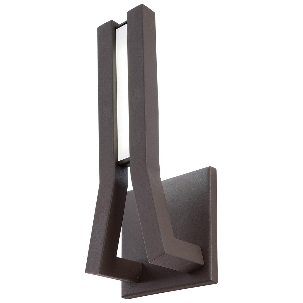 George Kovacs Lighting-P1212-287-L-Tune-12W 1 LED Outdoor Wall Sconce in Contemporary Style-5.25 Inches Wide by 11 Inches Tall   Sand Bronze Finish with Etched White Glass