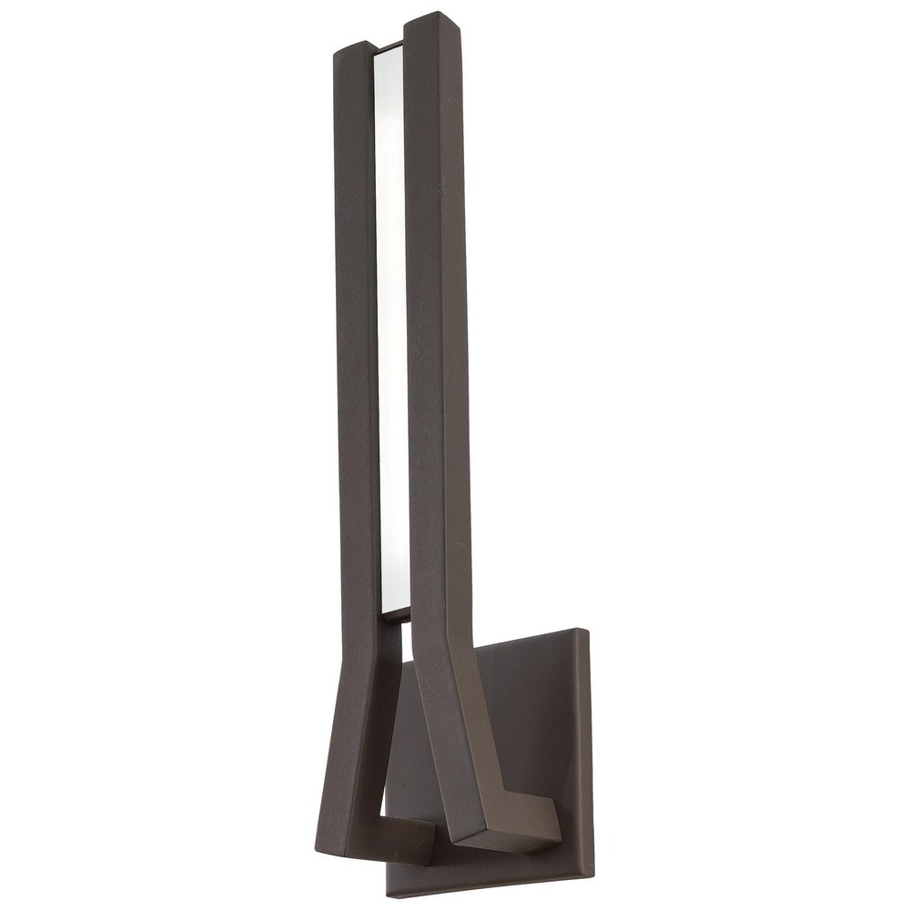 George Kovacs Lighting-P1213-287-L-Tune-21W 1 LED Outdoor Wall Sconce in Contemporary Style-5.25 Inches Wide by 16 Inches Tall   Sand Bronze Finish with Etched White Glass