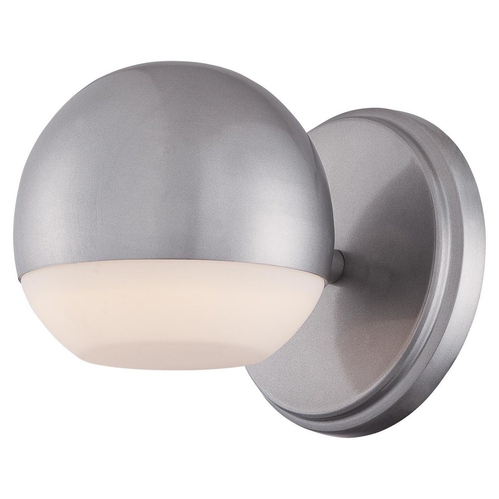 George Kovacs Lighting-P1229-566-L-Droplet-7W 1 LED Outdoor Wall Sconce in Contemporary Style-5 Inches Wide by 5 Inches Tall   Silver Dust Finish with White Opal Glass