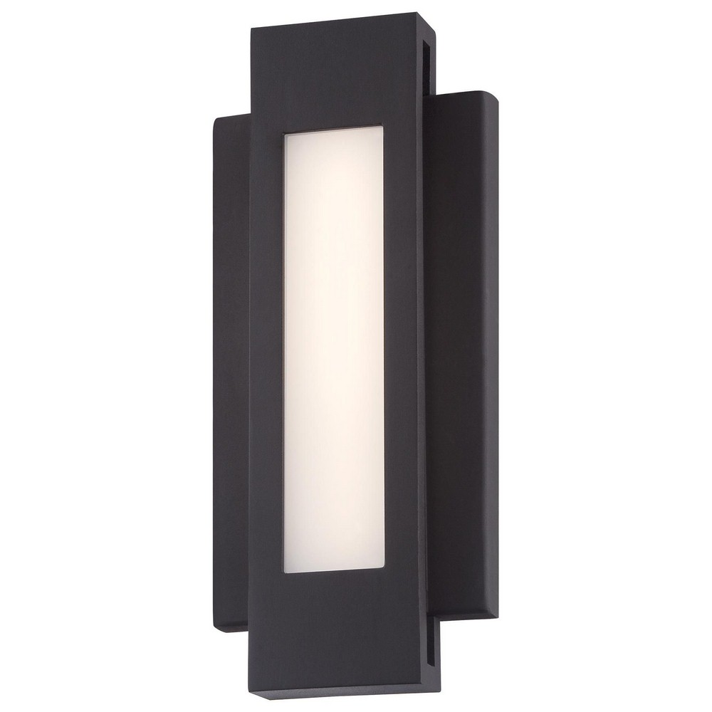 George Kovacs Lighting-P1230-286-L-Insert - 12 Inch 13W 1 LED Outdoor Wall Sconce   Pebble Bronze Finish with White Screen Printed Glass