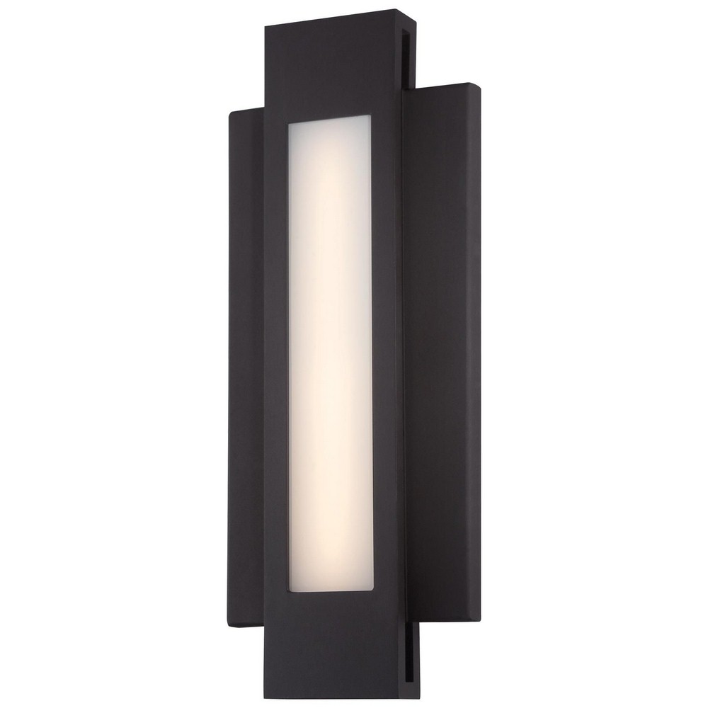 George Kovacs Lighting-P1231-286-L-Insert-19W 1 LED Outdoor Pocket Lantern in Contemporary Style-6.5 Inches Wide by 16.5 Inches Tall   Pebble Bronze Finish with White Screen Printed Glass