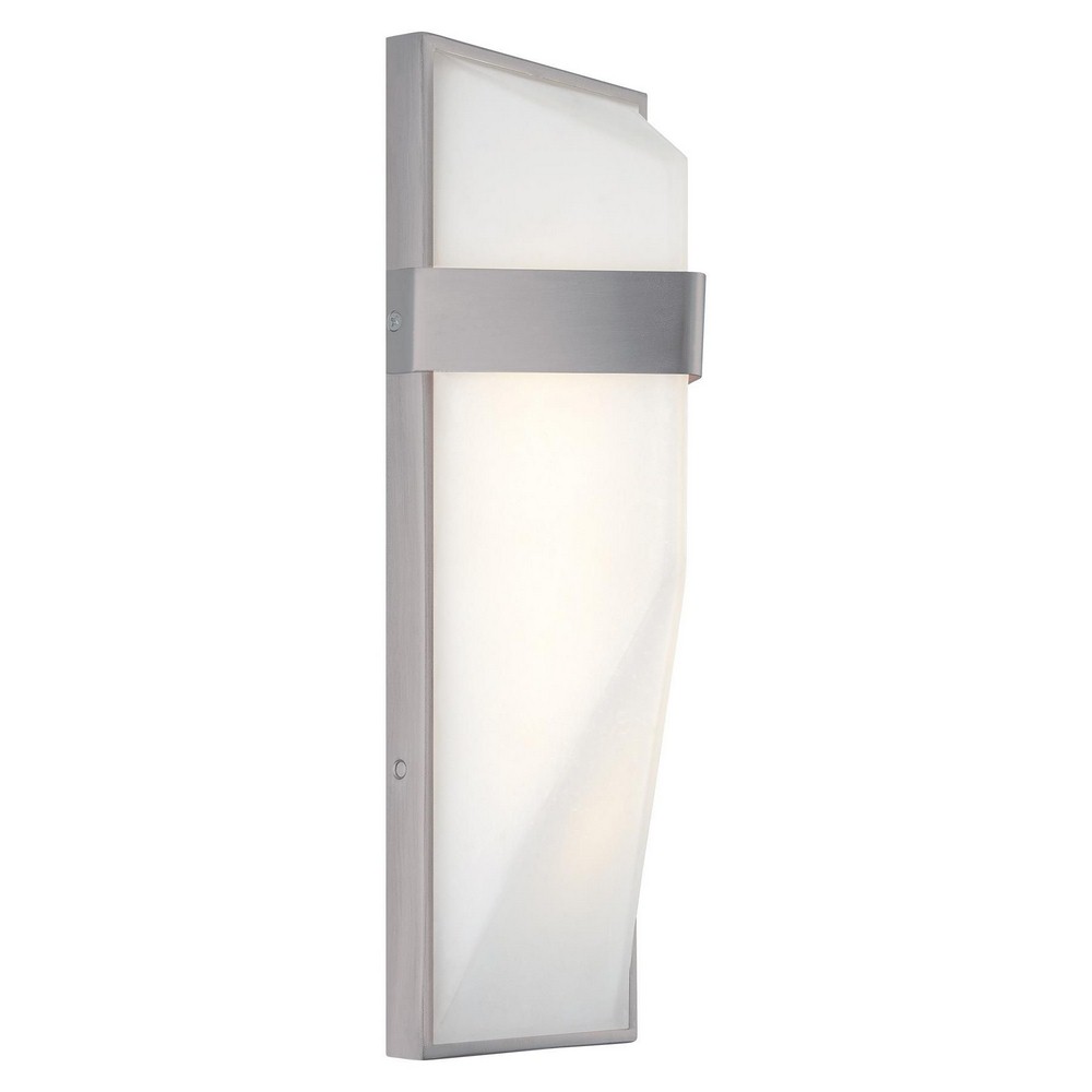 George Kovacs Lighting-P1237-566-L-Wedge-15W 1 LED Outdoor Pocket Lantern-5.25 Inches Wide by 15 Inches Tall Silver Dust  Silver Dust Finish with Etched White Glass