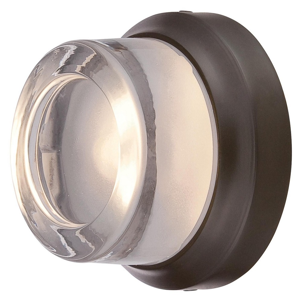 George Kovacs Lighting-P1240-143-L-Comet-8W 1 LED Outdoor Wall Sconce-5 Inches Wide by 5 Inches Tall   Oil Rubbed Bronze Finish with Clear/Frosted Glass