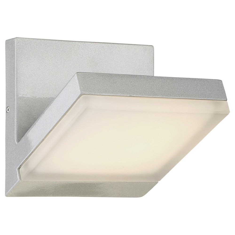 George Kovacs Lighting-P1259-566-L-Angle-22W 1 LED Outdoor Wall Sconce in Contemporary Style-6 Inches Wide by 6 Inches Tall Silver Dust  Silver Dust Finish with Etched White Glass