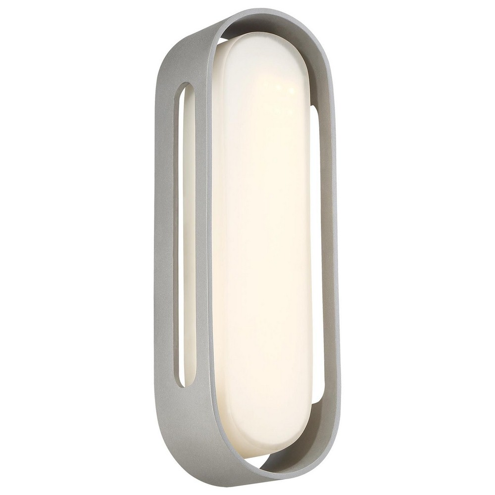 George Kovacs Lighting-P1282-295-L-Floating Oval-16W 1 LED Outdoor Wall Sconce in Contemporary Style-5 Inches Wide by 15 Inches Tall Sand Silver  Sand Silver Finish with Etched White Glass