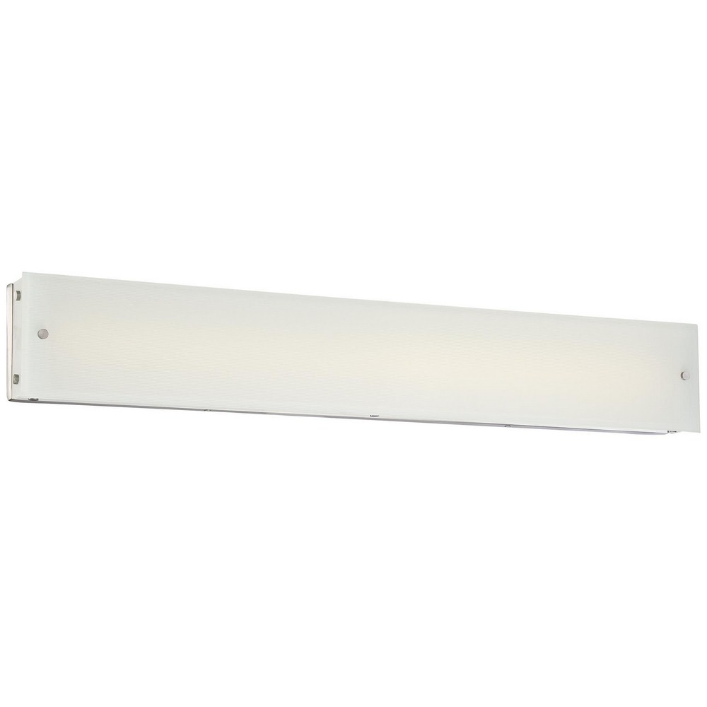 George Kovacs Lighting-P1324-084-L-Button-38W 1 LED Bath Vanity in Contemporary Style-3.25 Inches Wide by 5.5 Inches Tall   Brushed Nickel Finish with Etched White Reeded Glass