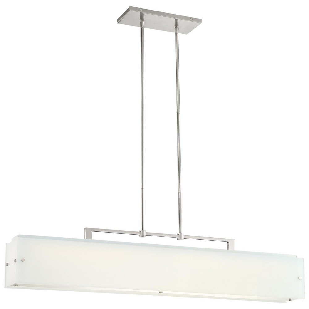 George Kovacs Lighting-P1326-084-L-Button-64W 1 LED Island in Contemporary Style-6 Inches Wide by 8.75 Inches Tall   Brushed Nickel Finish with Etched White Reeded Glass