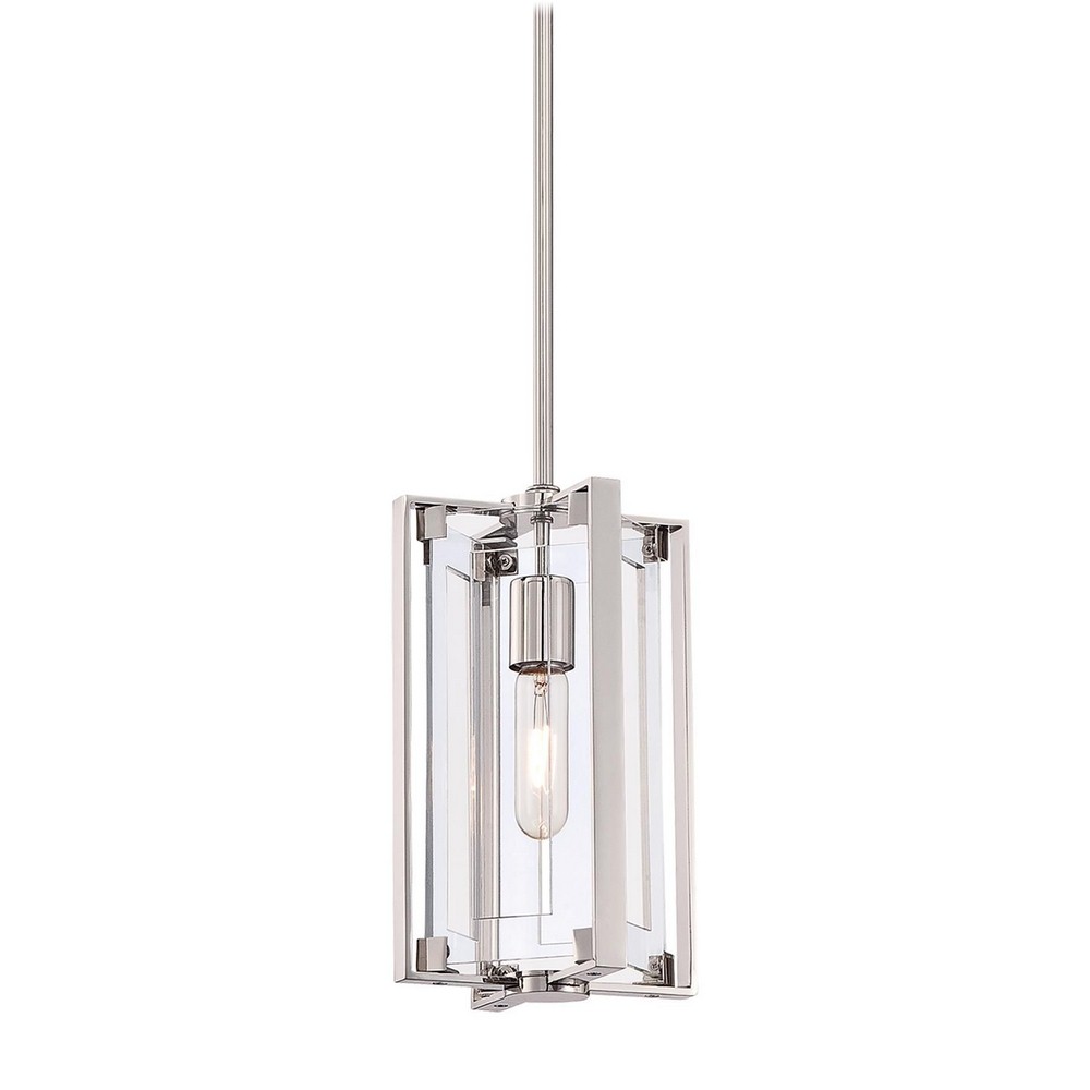 George Kovacs Lighting-P1401-613-Crystal Clear - One Light Mini Pendant   Polished Nickel Finish with Clear Acrylic Glass