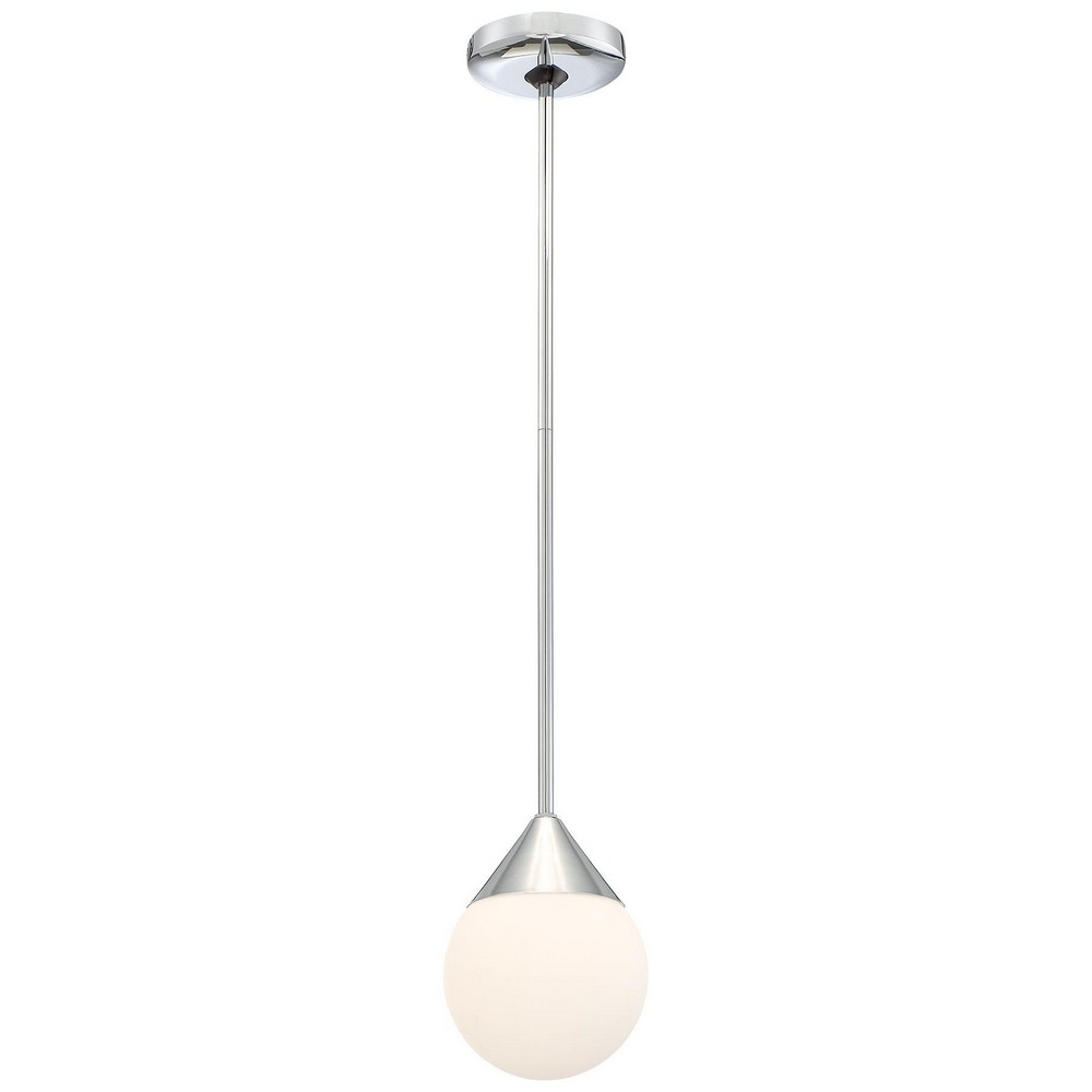 George Kovacs Lighting-P1832-077-Simple-One Light Pendant in Contemporary Style-6 Inches Wide by 8 Inches Tall   Chrome Finish with Etched Opal Glass