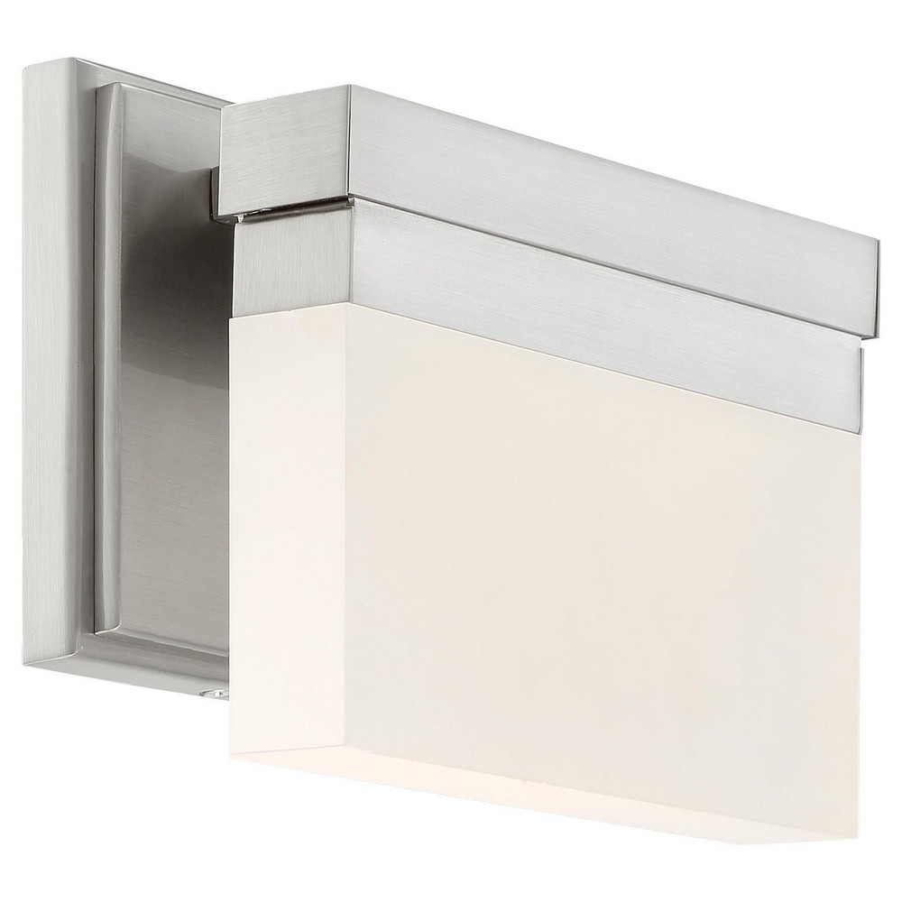 George Kovacs Lighting-P5721-084-L-Skinny-11W 1 LED Bath Vanity in Contemporary Style-8 Inches Wide by 5.75 Inches Tall   Brushed Nickel Finish with Frosted Glass