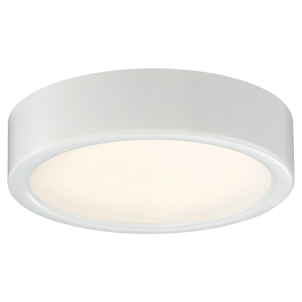 George Kovacs Lighting-P840-044-L-12W 1 LED Outdoor Flush Mount in Contemporary Style-6 Inches Wide by 2.25 Inches Tall White  Painted Copper Bronze Patina Finish with Etched White Glass