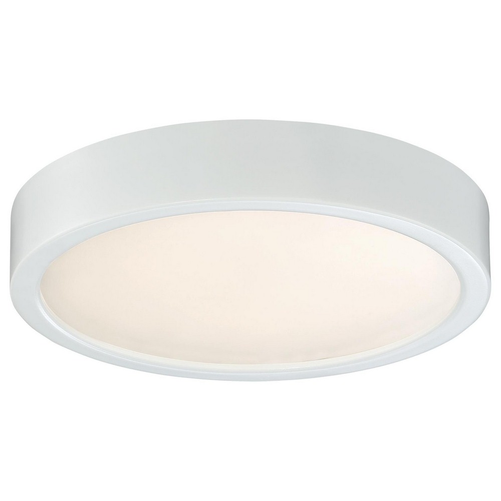 George Kovacs Lighting-P841-044-L-17W 1 LED Outdoor Flush Mount in Contemporary Style-8 Inches Wide by 2.25 Inches Tall White  Painted Copper Bronze Patina Finish with Etched White Glass