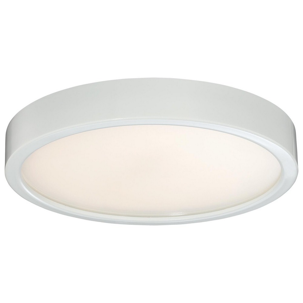 George Kovacs Lighting-P842-044-L-25W 1 LED Outdoor Flush Mount in Transitional Style-10 Inches Wide by 2.25 Inches Tall White  Painted Copper Bronze Patina Finish with Etched White Glass