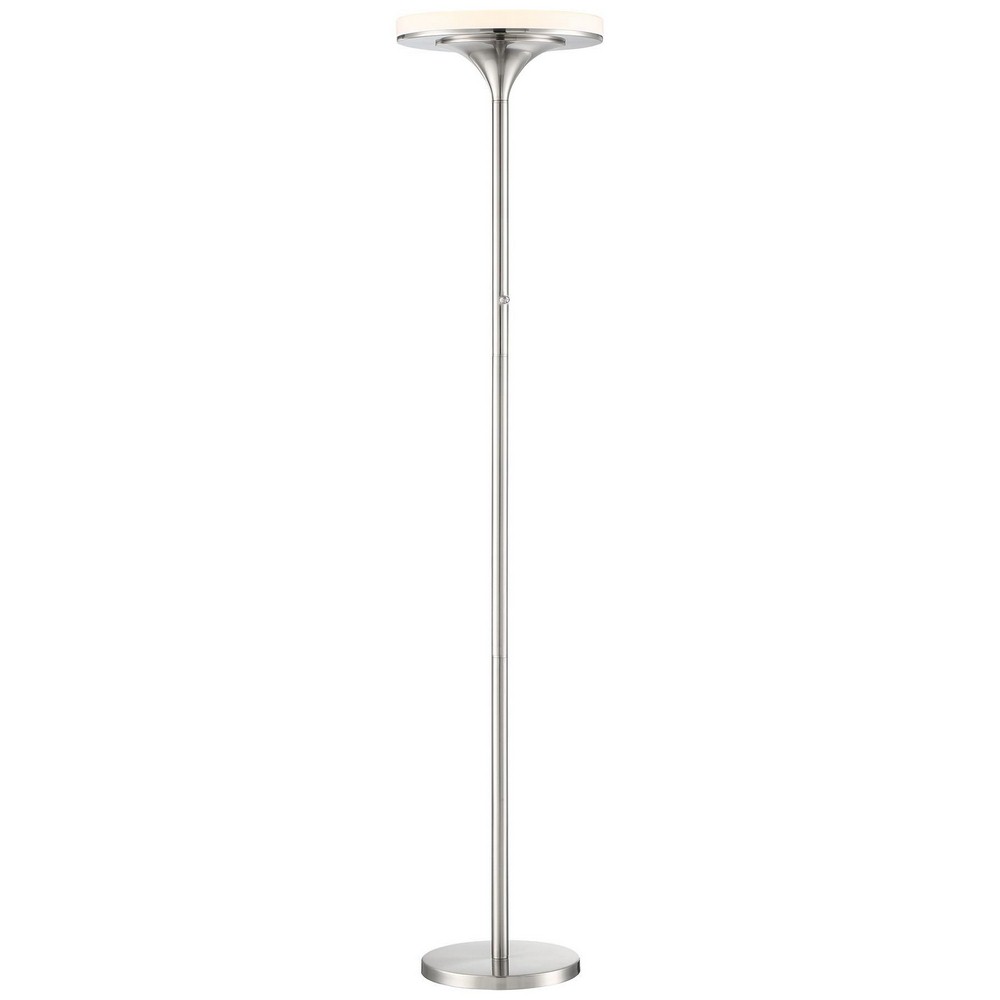 George Kovacs Lighting-P959-084-L-U.H.O. - 70 Inch 46 Inch 1 LED Torchiere   Brushed Nickel Finish with White Glass