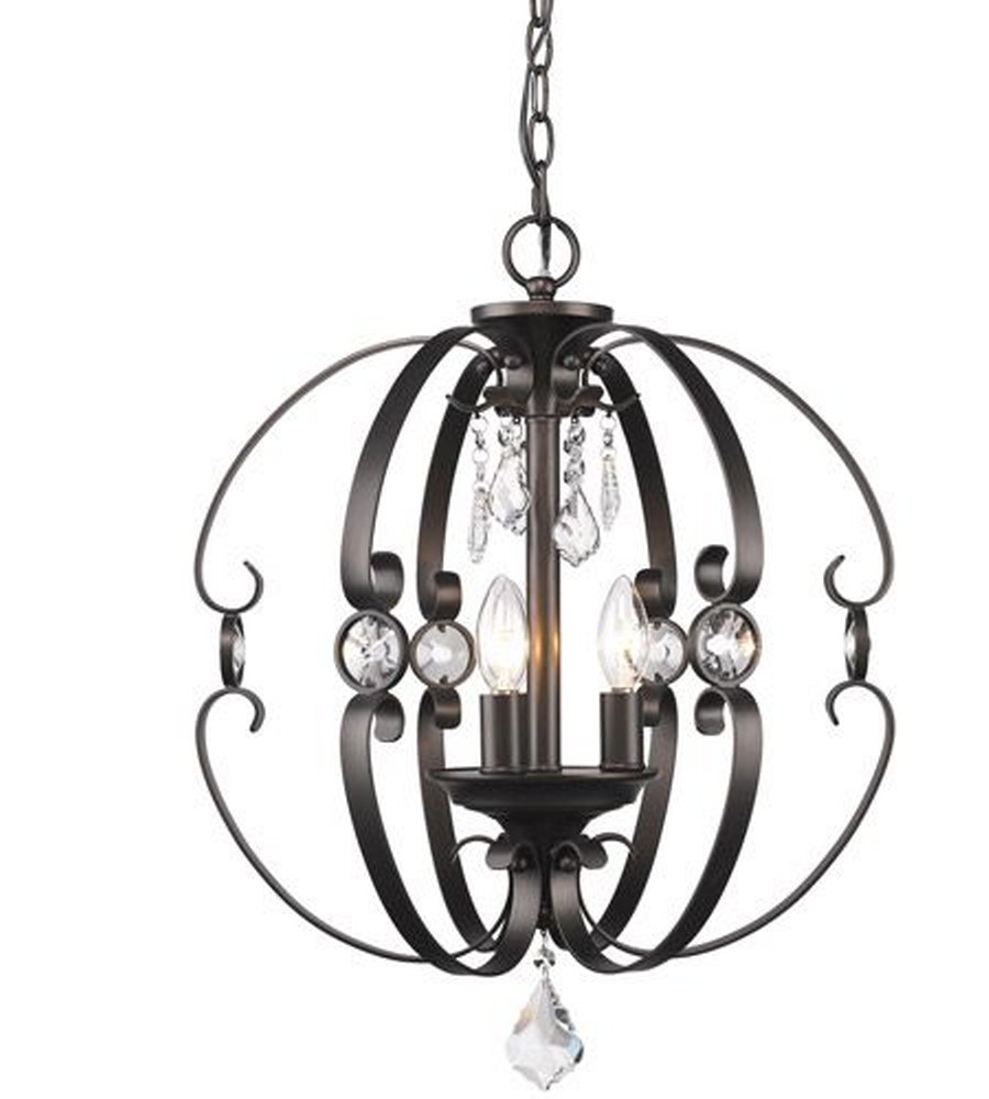 Golden Lighting-1323-3P EBB-Ella - 3 Light Pendant in Contemporary style - 22.38 Inches high by 18 Inches wide Brushed Etruscan Bronze  White Gold Finish