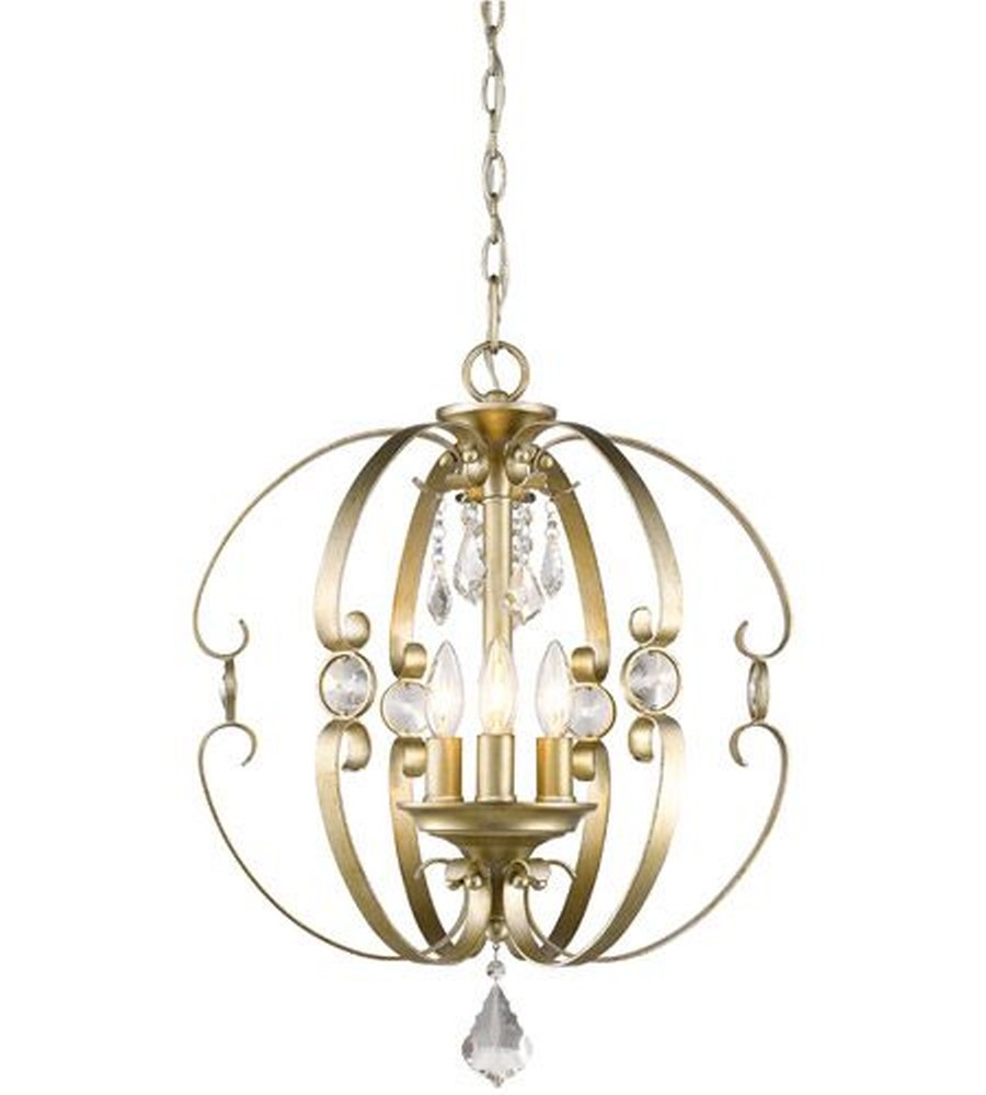 Golden Lighting-1323-3P WG-Ella - 3 Light Pendant in Contemporary style - 22.38 Inches high by 18 Inches wide   White Gold Finish