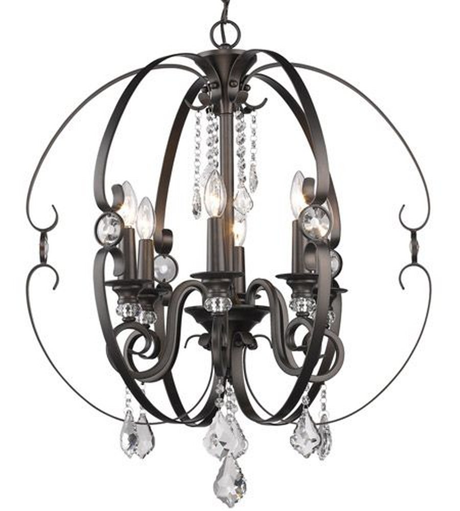 Golden Lighting-1323-6 EBB-Ella - 6 Light Chandelier in Sturdy style - 31.38 Inches high by 26 Inches wide   Brushed Etruscan Bronze Finish