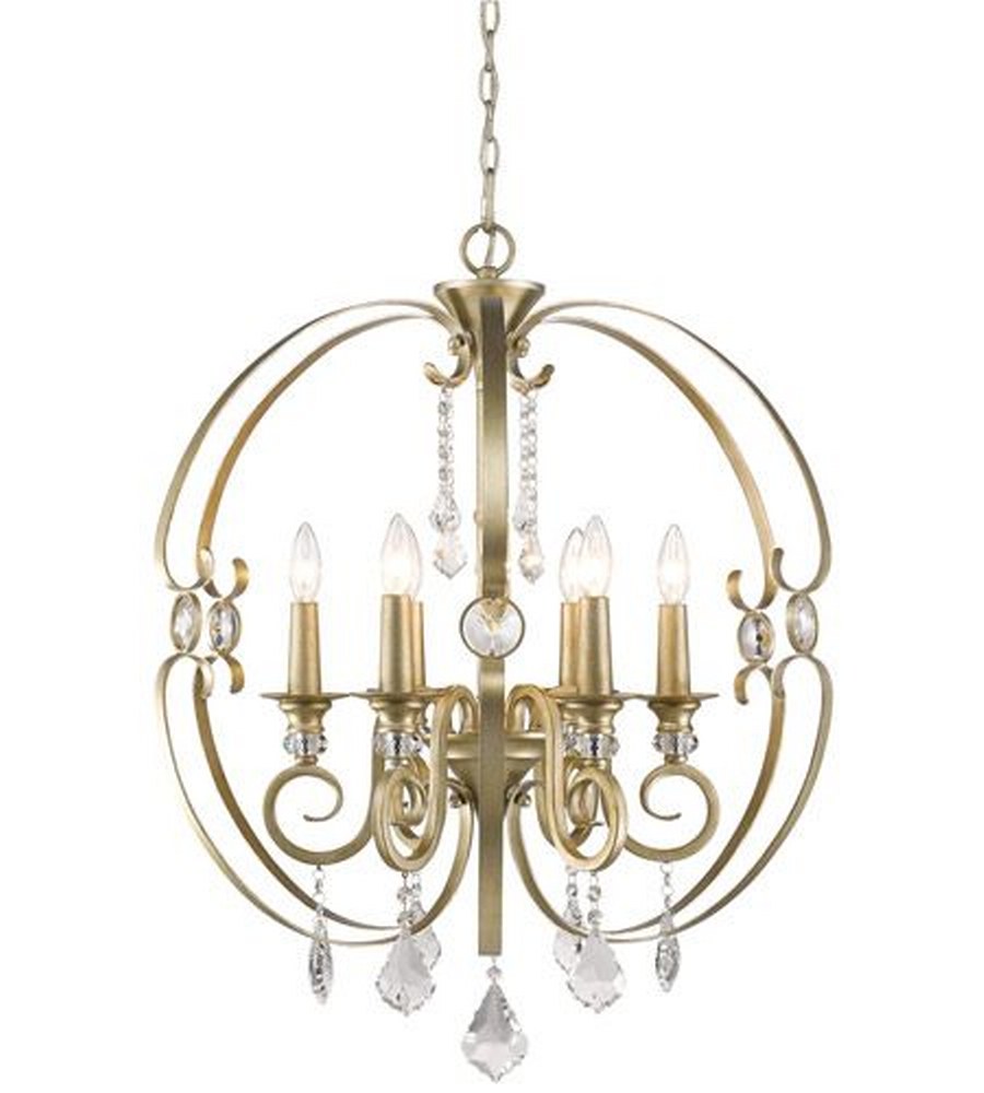 Golden Lighting-1323-6 WG-Ella - 6 Light Chandelier in Sturdy style - 31.38 Inches high by 26 Inches wide   White Gold Finish