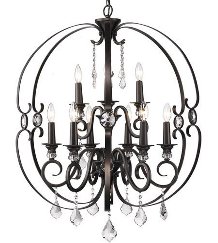 Golden Lighting-1323-9 EBB-Ella - Chandelier 9 Light Steel in Contemporary style - 36.75 Inches high by 30 Inches wide   Brushed Etruscan Bronze Finish