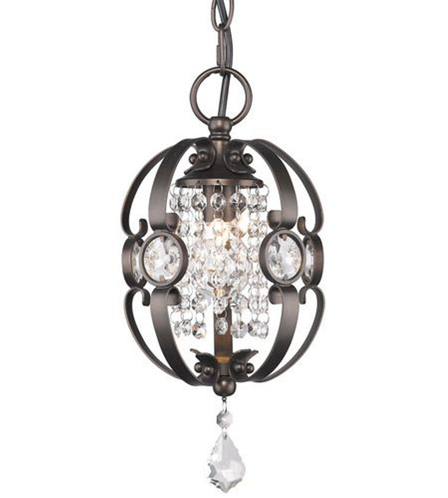 Golden Lighting-1323-M1L EBB-Ella - 1 Light Mini Pendant in Contemporary style - 13.5 Inches high by 7 Inches wide   Brushed Etruscan Bronze Finish