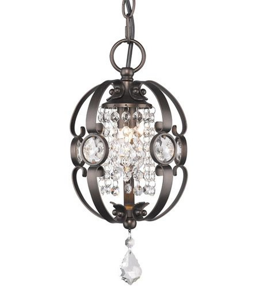 Golden Lighting-1323-M1L EBB-Ella - 1 Light Mini Pendant in Contemporary style - 13.5 Inches high by 7 Inches wide Brushed Etruscan Bronze  White Gold Finish