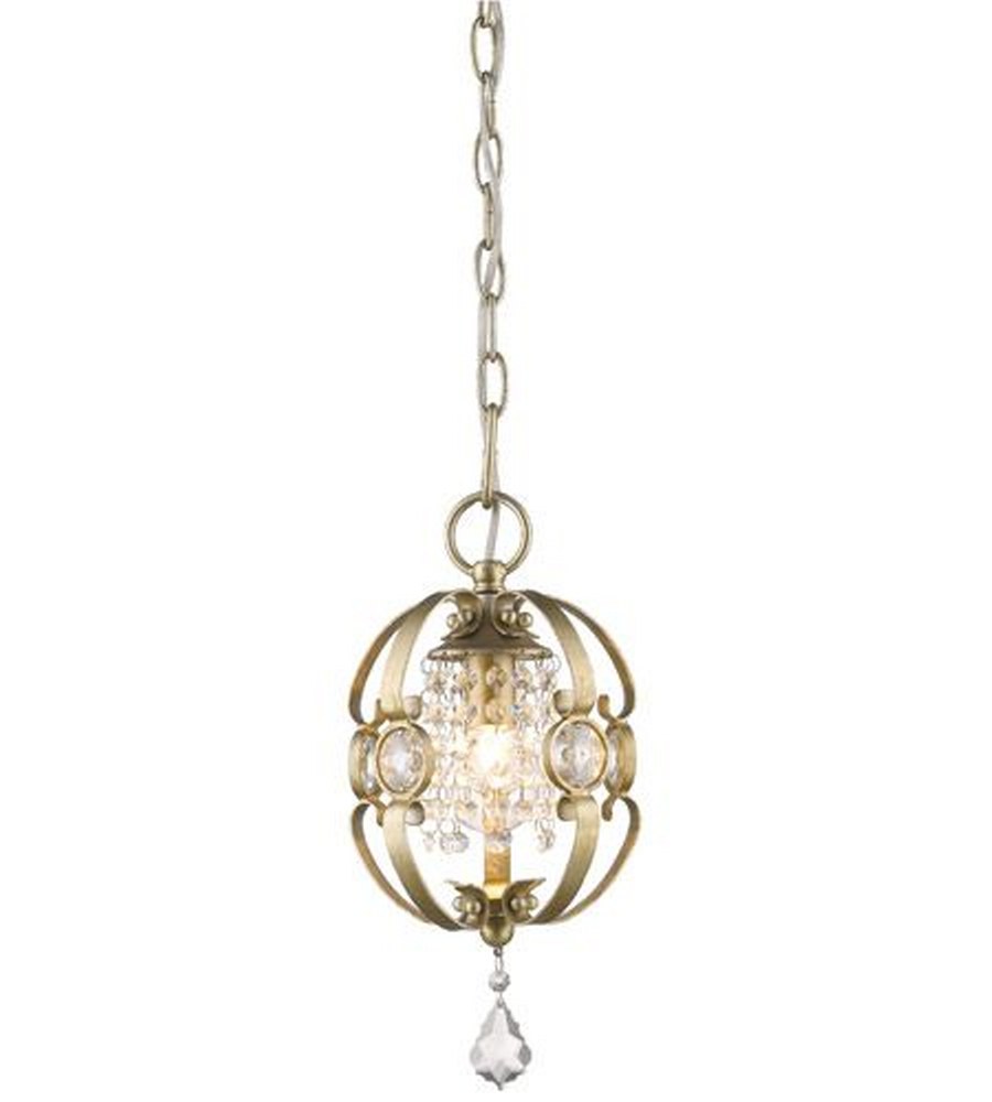 Golden Lighting-1323-M1L WG-Ella - 1 Light Mini Pendant in Contemporary style - 13.5 Inches high by 7 Inches wide   White Gold Finish