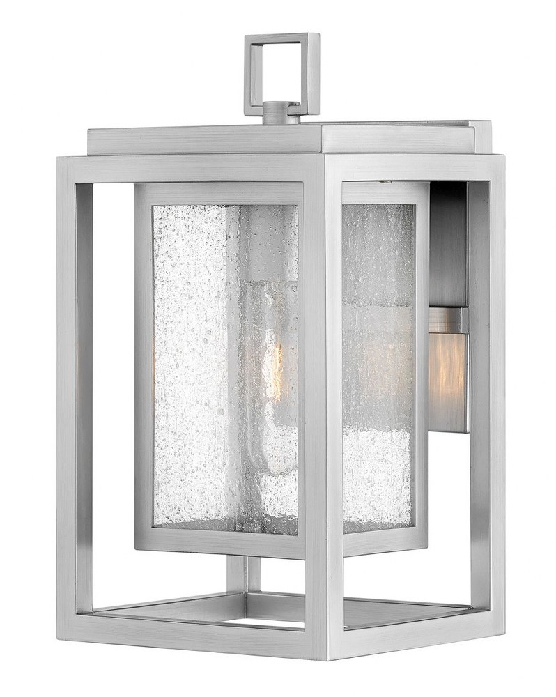 Hinkley Lighting-1000SI-LL-Republic - 1 Light Small Outdoor Wall Lantern in Transitional Style - 7 Inches Wide by 12 Inches High Satin Nickel LED Satin Nickel Finish with Clear Seedy Glass