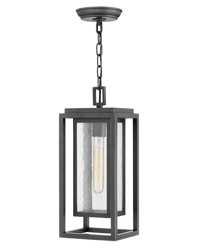 Hinkley Lighting-1002OZ-LV-Republic - 1 Light Medium Outdoor Hanging Lantern in Transitional Style - 7 Inches Wide by 16.75 Inches High Oil Rubbed Bronze LED Satin Nickel Finish with Clear Seedy Glass