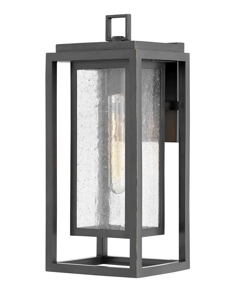 Hinkley Lighting-1004OZ-LL-Republic - 1 Light Medium Outdoor Wall Lantern in Transitional Style - 7 Inches Wide by 16 Inches High Oil Rubbed Bronze LED Satin Nickel Finish with Clear Seedy Glass