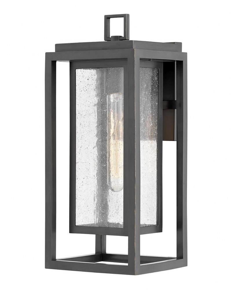 Hinkley Lighting-1004OZ-LV-Republic - 1 Light Medium Outdoor Wall Lantern in Transitional Style - 7 Inches Wide by 16 Inches High Oil Rubbed Bronze LED Satin Nickel Finish with Clear Seedy Glass