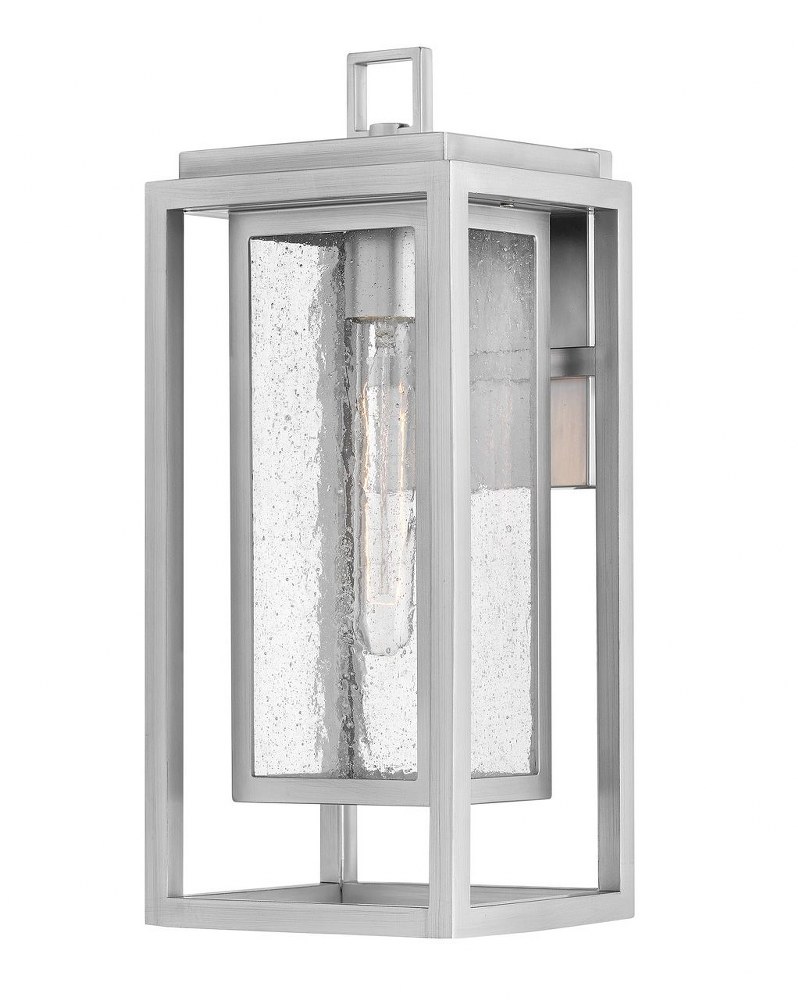 Hinkley Lighting-1004SI-LL-Republic - 1 Light Medium Outdoor Wall Lantern in Transitional Style - 7 Inches Wide by 16 Inches High Satin Nickel LED Satin Nickel Finish with Clear Seedy Glass