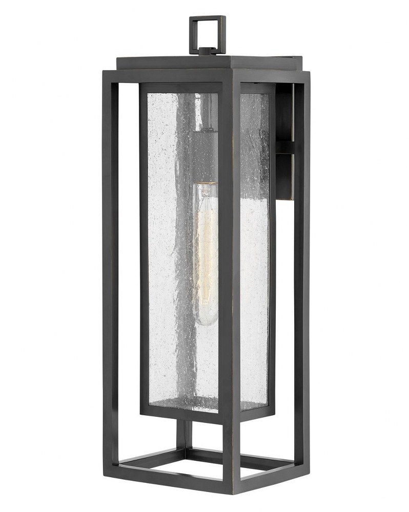 Hinkley Lighting-1005OZ-LL-Republic - 1 Light Large Outdoor Wall Lantern in Transitional Style - 7 Inches Wide by 20 Inches High Oil Rubbed Bronze LED Satin Nickel Finish with Clear Seedy Glass