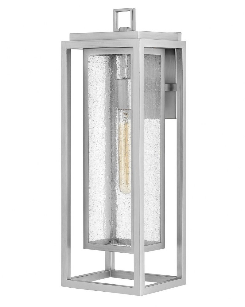 Hinkley Lighting-1005SI-LL-Republic - 1 Light Large Outdoor Wall Lantern in Transitional Style - 7 Inches Wide by 20 Inches High Satin Nickel LED Satin Nickel Finish with Clear Seedy Glass