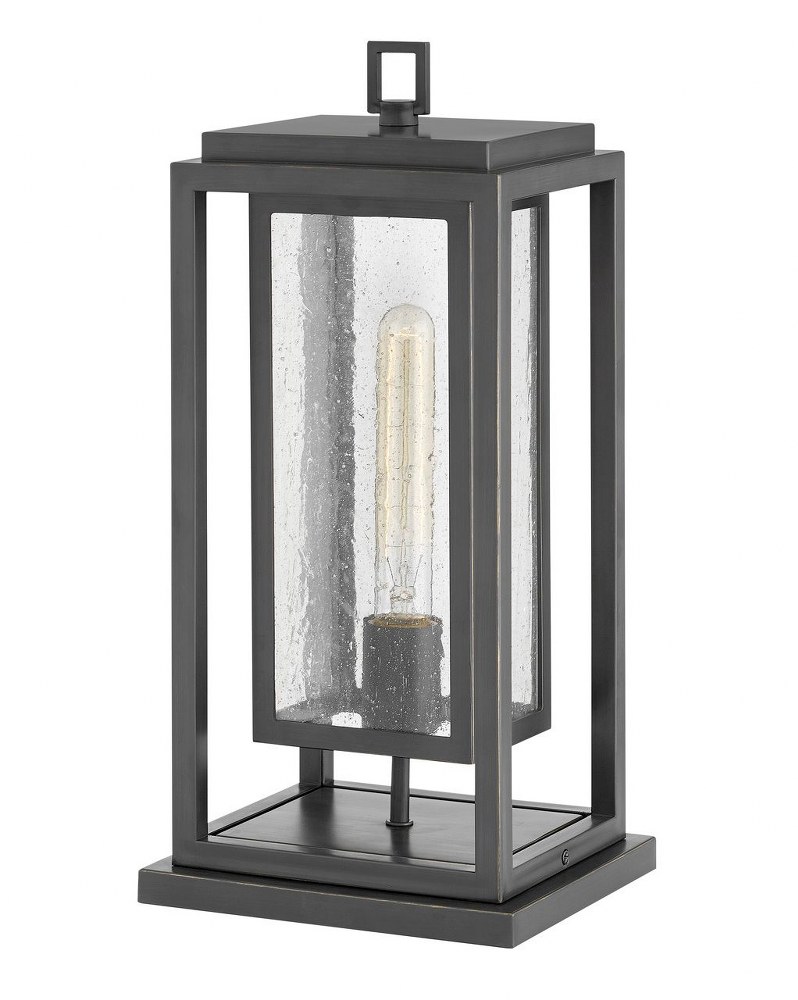 Hinkley Lighting-1007OZ-LL-Republic - 1 Light Medium Outdoor Pier Mount in Transitional Style - 7 Inches Wide by 16.5 Inches High Oil Rubbed Bronze E26 Medium Satin Nickel Finish with Clear Seedy Glas