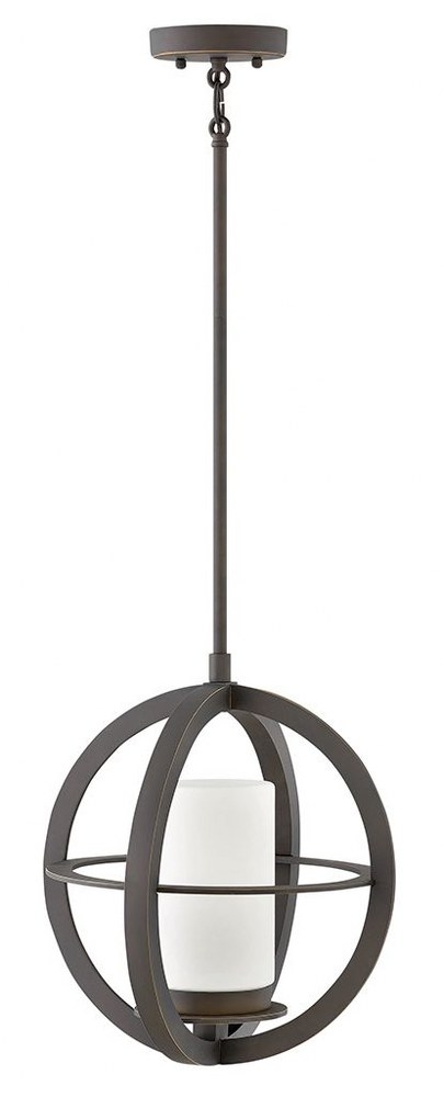 Hinkley Lighting-1012OZ-Compass - One Light Outdoor Hanging Lantern in Transitional Style - 14 Inches Wide by 14.75 Inches High   Oil Rubbed Bronze Finish with Etched Opal Glass