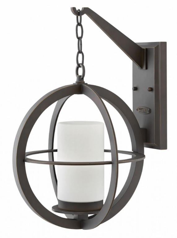 Hinkley Lighting-1015OZ-Compass - One Light Outdoor Large Wall Mount in Transitional Style - 13.75 Inches Wide by 21 Inches High   Oil Rubbed Bronze Finish with Etched Opal Glass