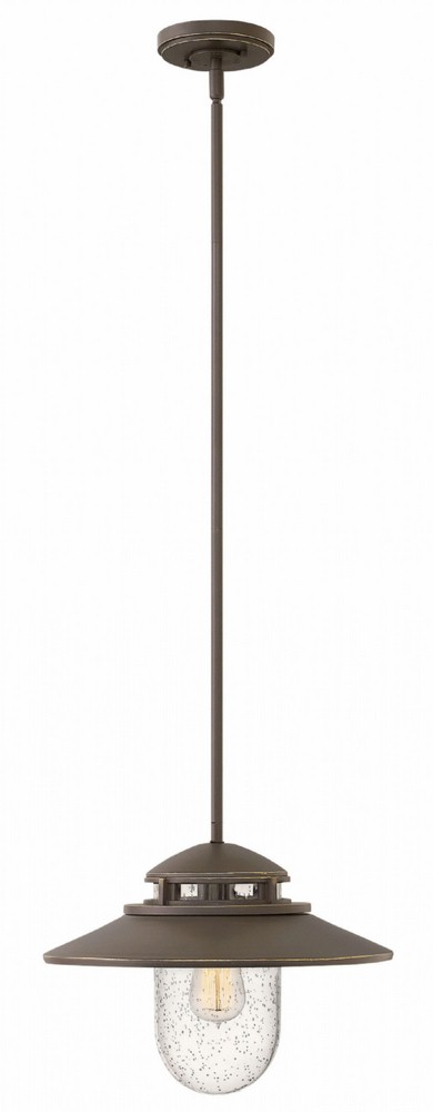 Hinkley Lighting-1112OZ-Atwell - 1 Light Medium Outdoor Hanging Lantern in Traditional Industrial Style - 14.5 Inches Wide by 11 Inches High Oil Rubbed Bronze  Oil Rubbed Bronze Finish with Clear Seed