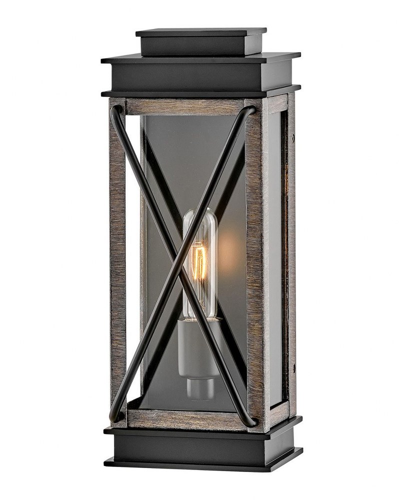 Hinkley Lighting-11190BK-Montecito - 1 Light Small Outdoor Wall Mount Lantern in Transitional Style - 6 Inches Wide by 15 Inches High Black  Museum Black Finish with Clear Glass