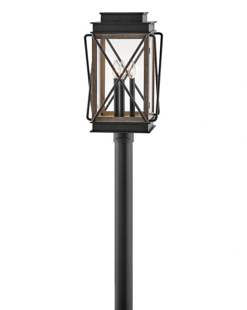 Hinkley Lighting-11191BK-Montecito - 3 Light Medium Outdoor Post Top or Pier Mount Lantern in Transitional Style - 11.75 Inches Wide by 20.5 Inches High Black  Museum Black Finish with Clear Glass