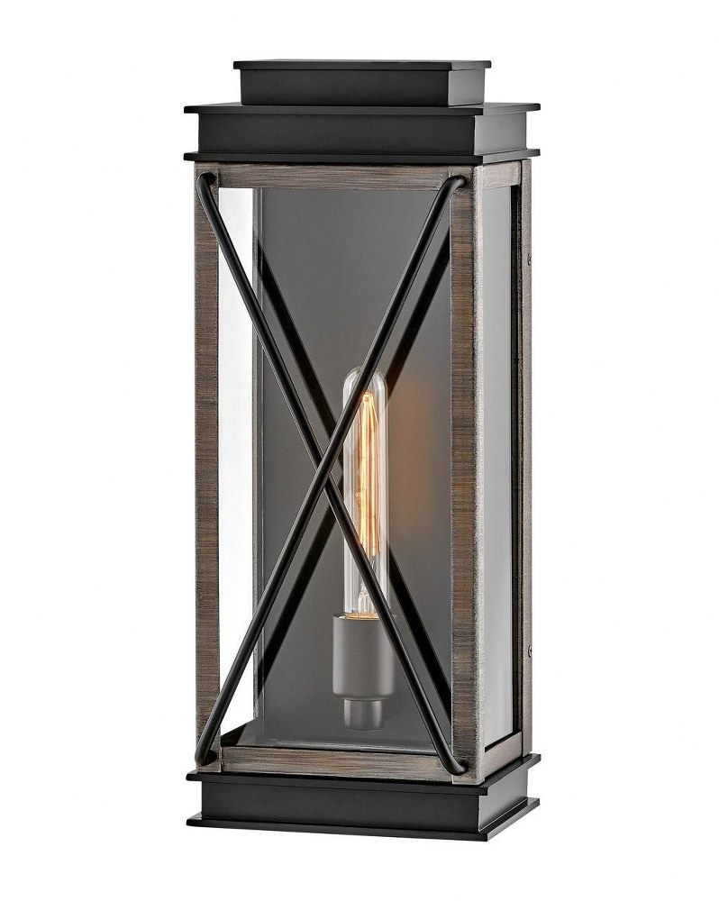 Hinkley Lighting-11194BK-Montecito - 1 Light Medium Outdoor Wall Mount Lantern in Transitional Style - 7.5 Inches Wide by 18.75 Inches High Black  Museum Black Finish with Clear Glass