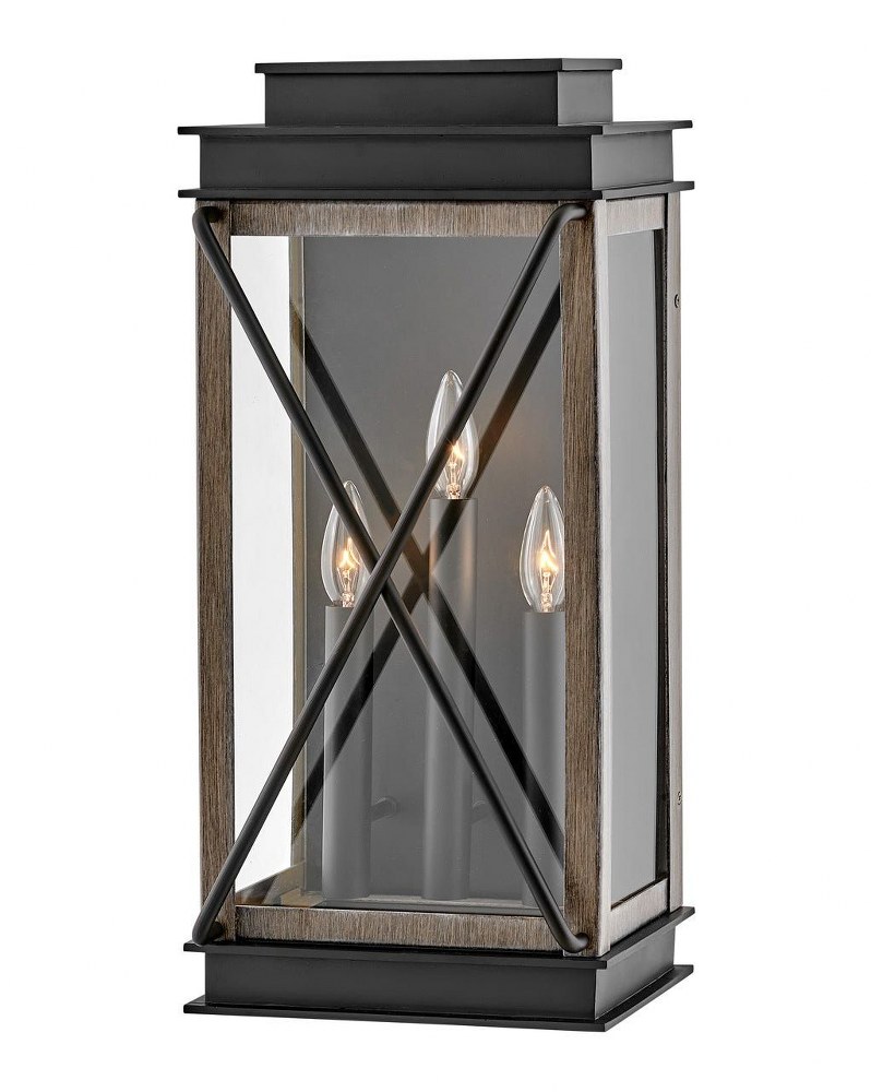 Hinkley Lighting-11195BK-Montecito - 3 Light Large Outdoor Wall Mount Lantern in Transitional Style - 10 Inches Wide by 22 Inches High Black  Museum Black Finish with Clear Glass