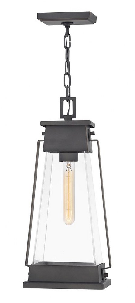 Hinkley Lighting-1138AC-Arcadia- One Light Outdoor Hanging Lantern   Aged Copper Bronze Finish with Clear Seedy Glass