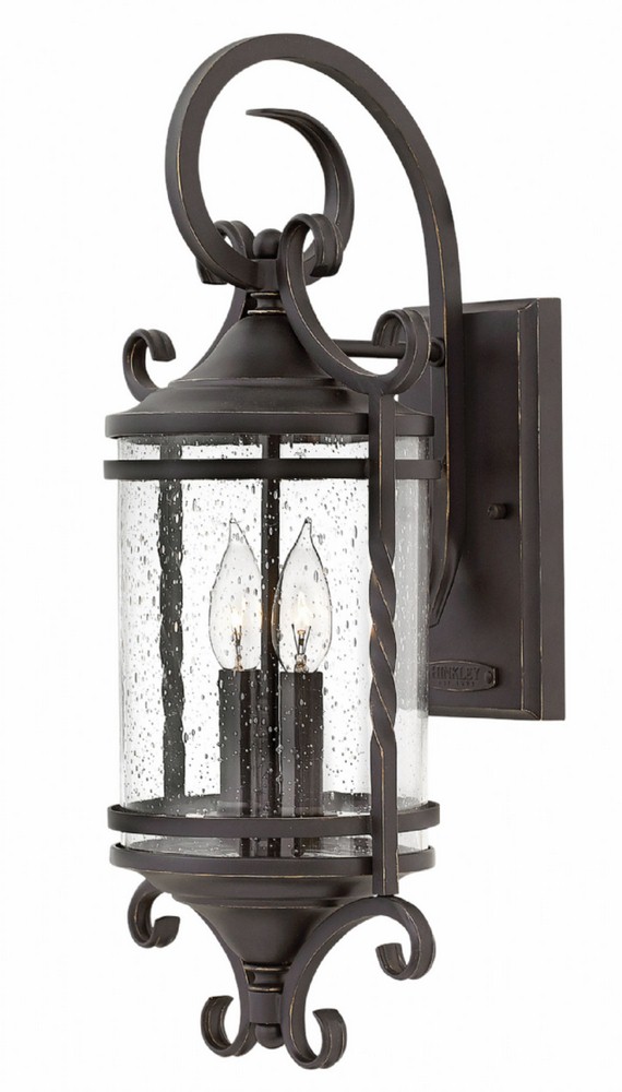 Hinkley Lighting-1143OL-CL-Casa - Two Light Outdoor Medium Wall Mount in Rustic Style - 9.75 Inches Wide by 21.5 Inches High   Olde Black Finish with Clear Seedy Glass