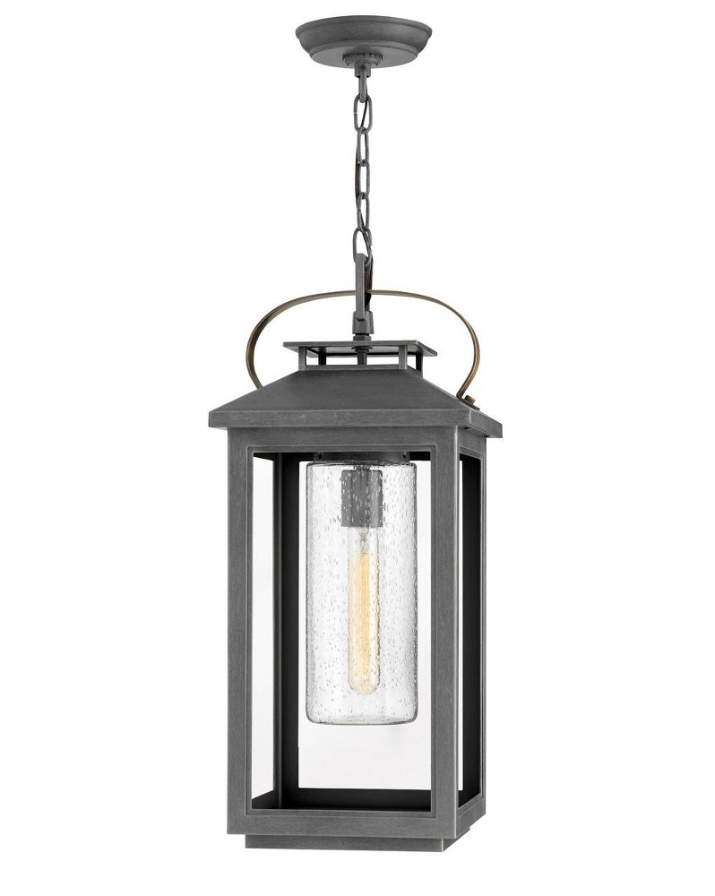 Hinkley Lighting-1162AH-LL-Atwater - 1 Light Medium Outdoor Hanging Lantern in Traditional Coastal Style - 9.5 Inches Wide by 21.5 Inches High Ash Bronze LED Ash Bronze Finish with Clear Seedy Glass