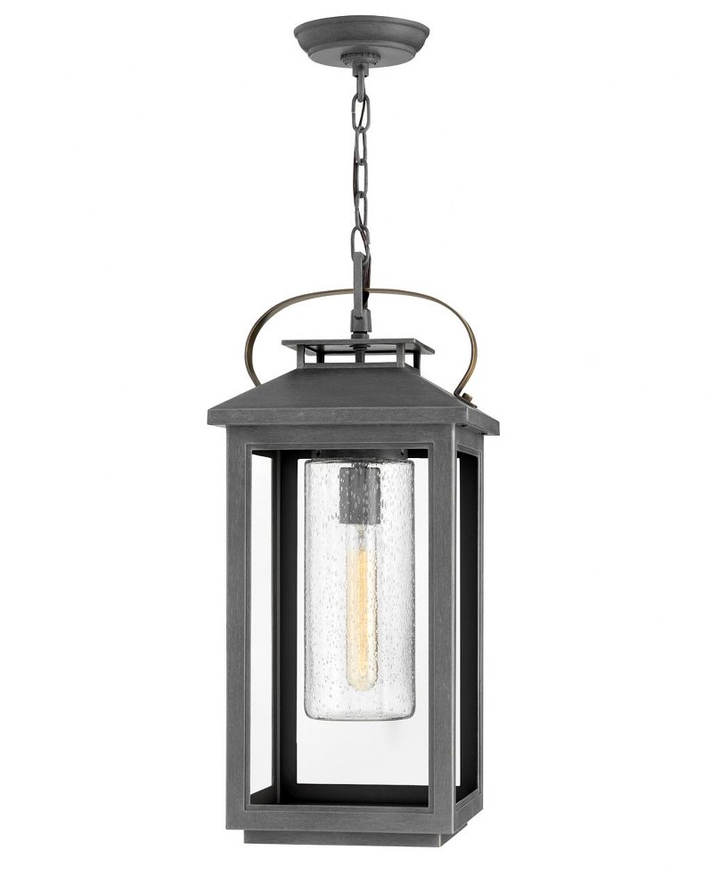 Hinkley Lighting-1162AH-LV-Atwater - 1 Light Medium Outdoor Hanging Lantern in Traditional Coastal Style - 9.5 Inches Wide by 21.5 Inches High Ash Bronze LED Ash Bronze Finish with Clear Seedy Glass