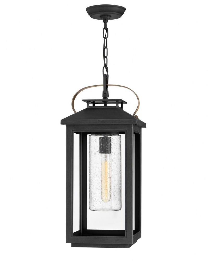 Hinkley Lighting-1162BK-LV-Atwater - 1 Light Medium Outdoor Hanging Lantern in Traditional Coastal Style - 9.5 Inches Wide by 21.5 Inches High Black LED Ash Bronze Finish with Clear Seedy Glass